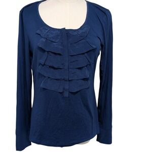 NWT Antonio Melani Twilight Blue long sleeve blouse with Silk Size Medium